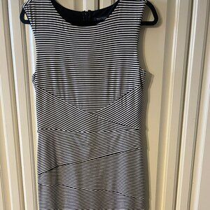Black and white strip sleeveless dress